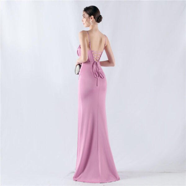 Boning Corset Waist Dress Tight Fit with Bright Crystal Satin for Parties - Image 3